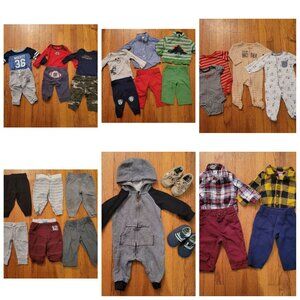 29 pc Baby Boy Clothing Lot Pants Bodysuits Outfits Sleepers Shoes 6 Months